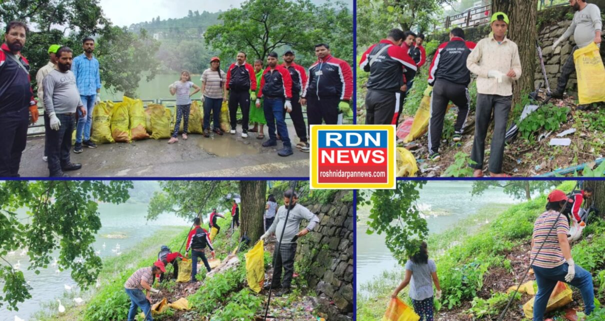 "Cleanliness Campaign by Youth Group Clears Waste from Bhimtal Lake"